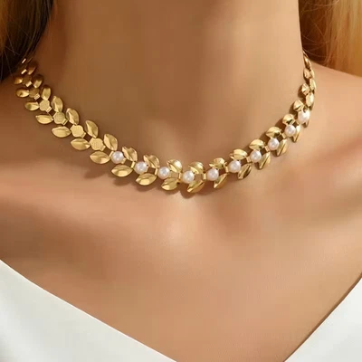 Collar gargantilla para mujer con espiga de trigo tono dorado Foto 1 de 4