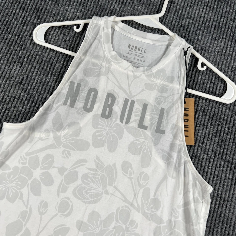 Camiseta sin mangas NoBull para mujer XS extra pequeña blanca gris floral CrossFit gimnasio nueva Foto 1 de 4