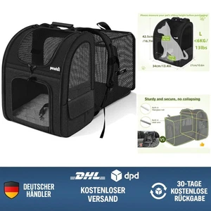 Haustier Rucksack für Hund Katze mit Mesh-Fenstern Erweiterbar Schwarz 6kg - Bild 1 von 12