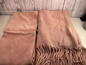 Menge 2 Pottery Barn Rouge Rosa Überwurf Kissen Bezüge und eine Decke 50"x60" - Bild 1 von 9