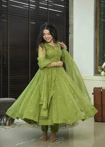 Gown Pakistani Salwar Kameez Ready To Wear Dress 3 Piece Wedding Party Bollywood - Picture 1 of 8