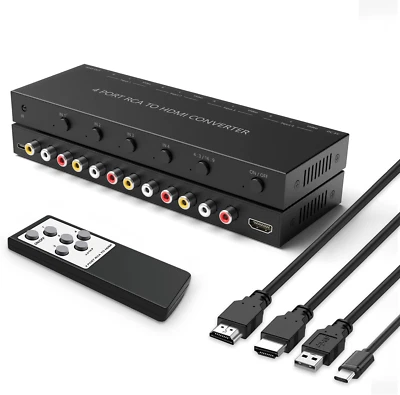 4 Port AV to HDMI Converter Switcher with IR Remote Supports 16:9/4:3 Switch  - Image 1 of 4