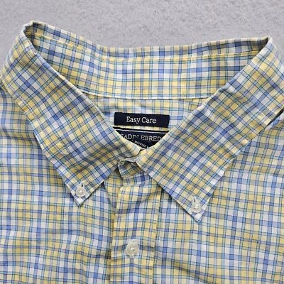 Saddlebred Hombre Alto XLT Azul Amarillo Cuadros S/S Abotonado Foto 1 de 4