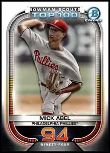 Mick Abel 2021 Bowman 5x7 Scout's Top 100 #BTP-94 25/49 Phillies - Imagen 1 de 2