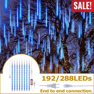 LED Meteor Shower Rain Lights Icicle Snowfall Lights Christmas Tree Decor Xmas - Picture 1 of 16