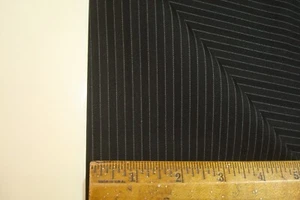 4.5 yds English Wool Fabric Luxury Super 100s Suiting 9 oz Black stripe 163" BTP - Picture 1 of 5