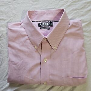 Mens Ralph Lauren Black Label Dress Shirt Size 17 34/35 Pink Stripes Long Sleeve