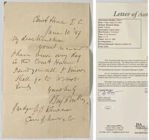 Civil War General Benjamin Butler Signed Autograph 1889 Note - JSA LOA - FREE SH - Picture 1 of 8