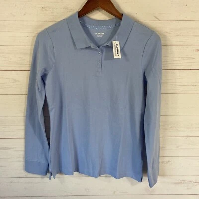 Old Navy Youth Girls Long Sleeve Polo Uniform Shirt XL 14-16 Plus Blue New - Image 1 of 4