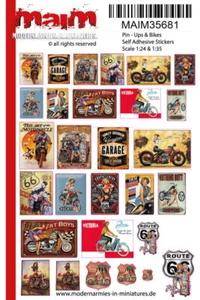 MAiM 1/35 - 1/24 Pin-ups & Bikes Poster (self adhesive, retro style) - Picture 1 of 1