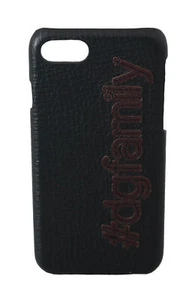 Funda protectora para teléfono Dolce & Gabbana de cuero negro #DGfamily iPhone7 14x7 cm PVP $200 - Imagen 1 de 6
