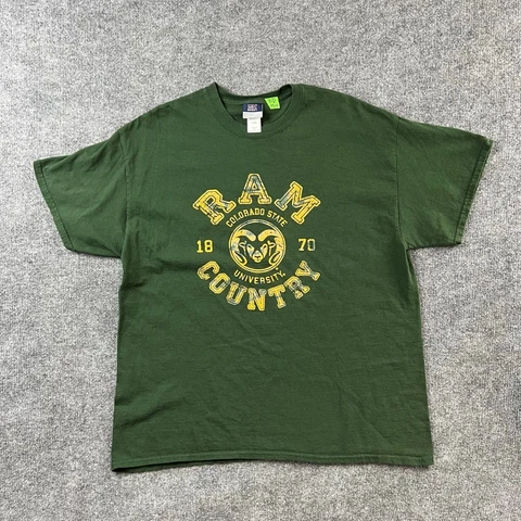 Colorado State Rams Shirt Adult Extra Large Green Gold Football Cotton Mens Cover