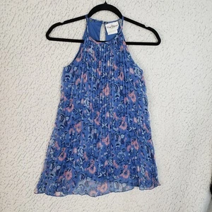Rare Editions Pleated Floral Halter Dress Girls 7 Blue Pink Boho Summer Fairy - Picture 1 of 8