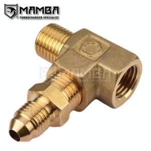 Brass Tee 1/4NPT x 4AN Turbo Oil Pressure Sensor Adapter Fitting Fits Ford XR6 - Picture 1 of 4