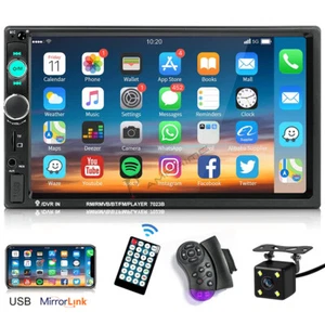7" Double 2 DIN Car MP5 Player Bluetooth Touch Screen Stereo Radio With Camera - Picture 1 of 11