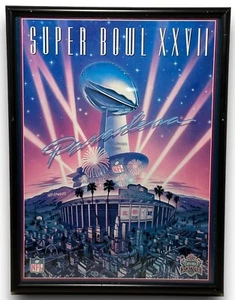 1993 Super Bowl XXVII Program Buffalo Bills V. Dallas Cowboys Aikman MVP Framed - Picture 1 of 3