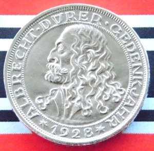 Moneda de plata alemana de 3 marcos 1928 D Reichsmark Albrecht DURER REPÚBLICA DE WEIMAR RARA - Imagen 1 de 8