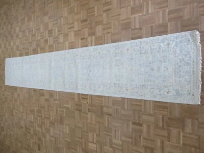 2'6 x 15'1 Runner Hand Knotted Gray Modern Oushak Oriental Rug G15884 - Image 1 of 4