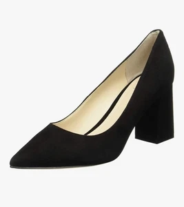 Marc Fisher LTD Zala Gamuza Bloque Bomba Tacones Punta Silencioso Lujo Carrera Negro - Imagen 1 de 10