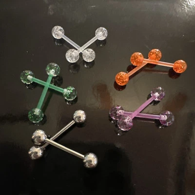 10Flexible Tongue Bars Solid Single Colour 14g Flexi Tongue Ring Nipple Bar 16mm - Image 1 of 4