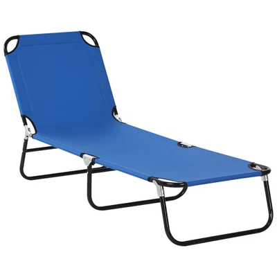 OUTSUNNY 5-Position Poolside Lawn Reclining Beach Chair Chaise Lounge Folding Sun Lounger