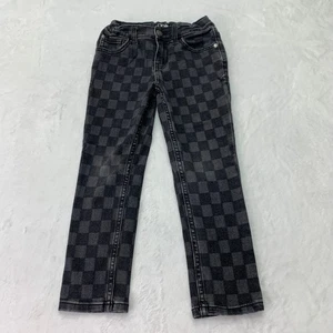 Art Class Boys Sz 6 Skinny Entuabo Black Gray Checkered Denim Jeans Gingham - Picture 1 of 8