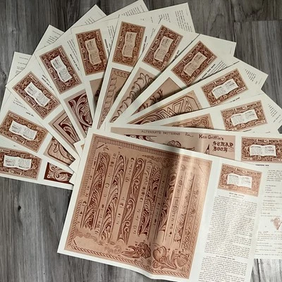 Craftool Doodle Page Of The Month Series 7 Complete Set 12 1956 Leathercraft - Image 1 of 4