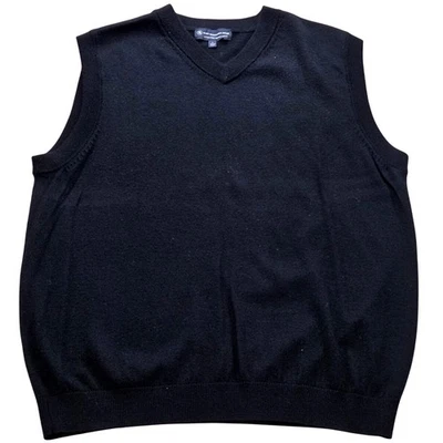 Hart Schaffner Marx Extra Fine Merino Wool Vest Mens L Black Sleeveless - Image 1 of 4