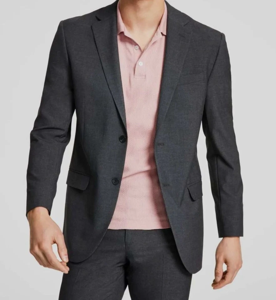 Chaqueta de traje anidada DKNY gris ajuste moderno para hombre talla 40R Foto 1 de 1