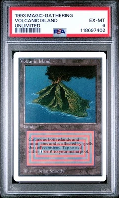 VOLCANIC ISLAND Unlimited Rare Reserved List PSA 6 Vintage MTG [Nostalgium] - Image 1 of 2