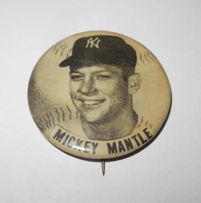 1950's Baseball Mickey Mantle New York Yankees World Series Souvenir Pin Button - Image 1 of 2