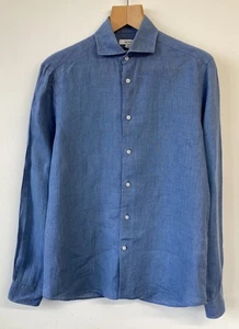 Men’s Reiss Ruban 100% Linen Button Up Shirt Light Blue Size Small - Picture 1 of 14