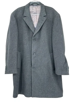 Abrigo Calvin Klein Para Hombre 44R Gris Espiga Abrigo Dinero Antiguo Clásico Trinchera Foto 1 de 4