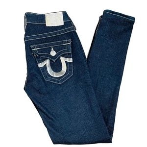True Religion Dark Blue Silver Sequin Beck Jeans Size 24 - Picture 1 of 9