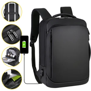 Men Backpack Bookbag USB Port School Travel 15.6" Laptop Bag Anti-theft Rucksack - Picture 1 of 18