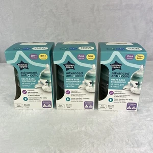 Tommee Tippee Advanced Anti-Colic 5oz Baby Bottles Slow & Med Flow Nipples - 3PK - Picture 1 of 9