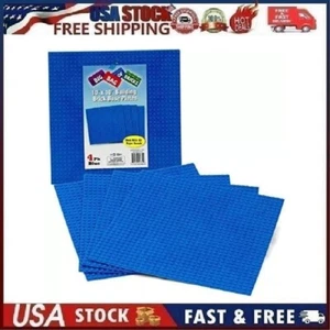 4pk Brick Building Block Base Plates Dual Side Large 10"x10" Baseplates Blue - Picture 1 of 12