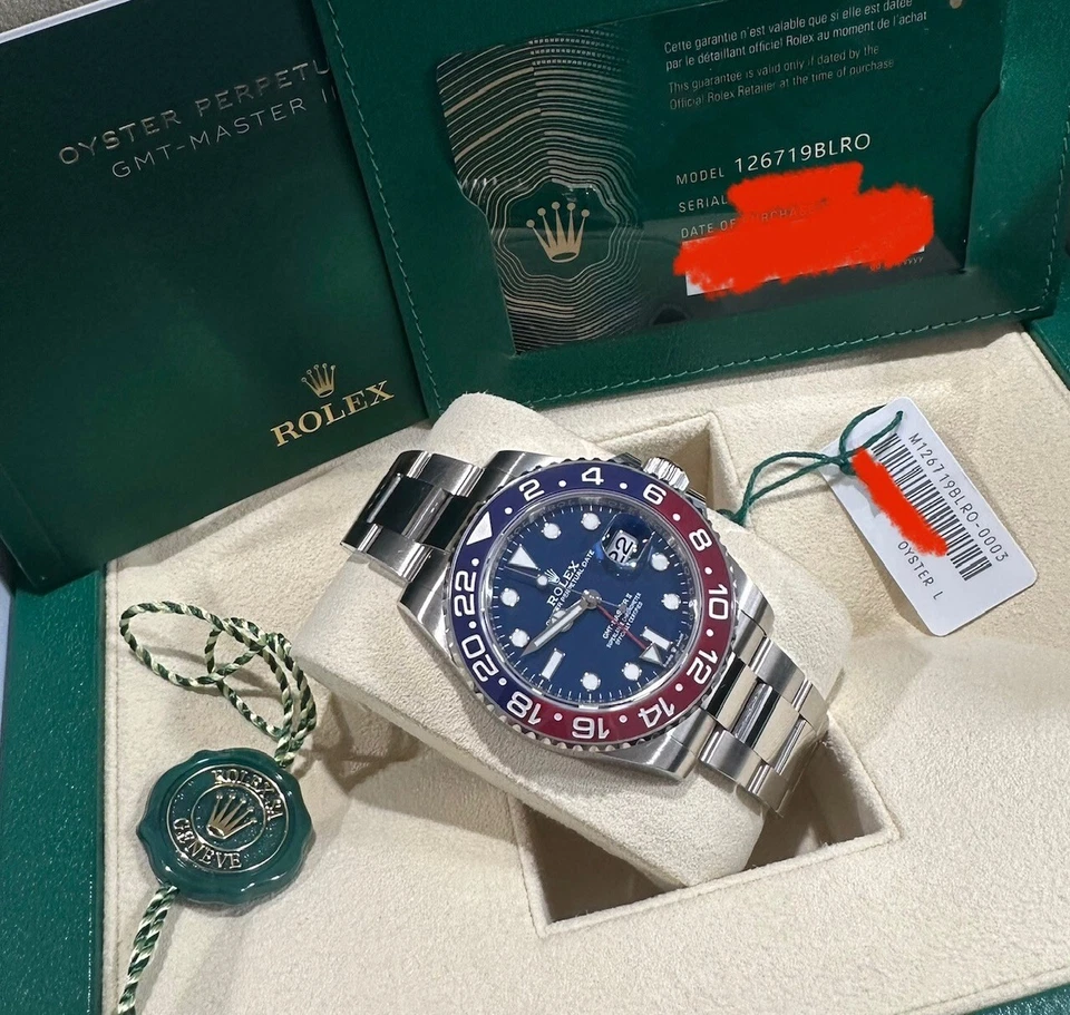 Nuevo reloj Rolex GMT Pepsi GMT MASTER 126719BLRO 2025 ORO BLANCO esfera azul Foto 1 de 1