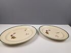 2 X A J Wilkinson Honeyglaze Oval Platters With Hand Painted Oriental Desi