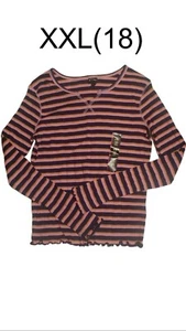 NWT Girl's Size XXL (18) Long Sleeve Top Pink Blue Orange Stripes - Picture 1 of 4