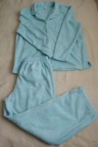 Pink K Fleece Pajama Set with Debossed Snowflakes Size XL Extra Large - Picture 1 of 14