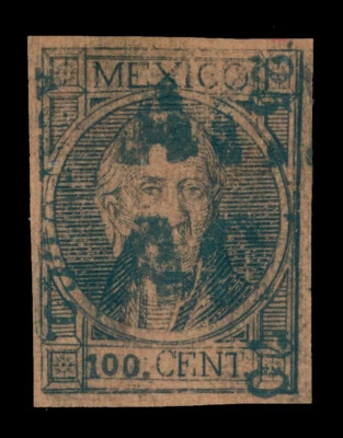 MEXICO 1868 Hidalgo 100c blk, brown - ACAPULCO - 25 70 consign. Scott 64 used VF - Image 1 of 2