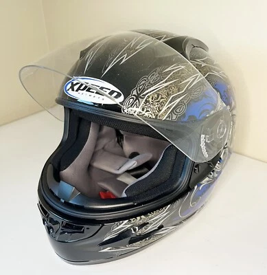 XPEED Helmet Size M 58-59cm XF708 Secret Blue Black Silver Full Face Motorcycle - Image 1 of 4