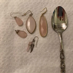 Five Pink Quartz Pieces For Making Jewelry Or Pendants, 1/2 to 2"L - Picture 1 of 6