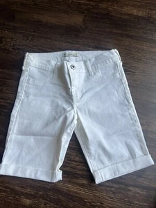 Abercrombie Kids Bermuda Shorts Girl's Size 16 White Demin Solid Cotton Stretch - Picture 1 of 11