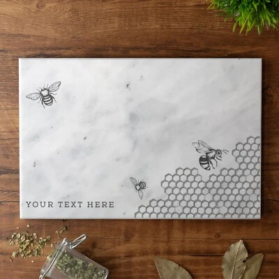 Honey Bee Solid Marble Chopping Board Custom Printed ServeBoard - Image 1 of 4
