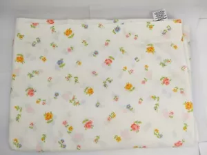 Vintage Perma Prest Musselin Floral Twin Size Flaches Blatt Landhaus Garten Rosa Blau - Bild 1 von 6