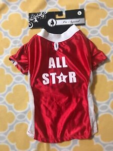 Pet dog shirt, All Star, size large, red, white, polyester, Bow Wow Pet, New