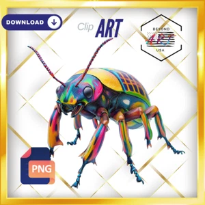 A Futuristic Insect in AI-Enhanced Colors - Digital Download Clip Art #68 - Picture 1 of 2