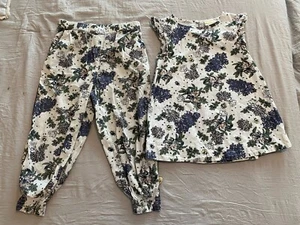 Pomp De Lux, Scandi, Girls Shirt Pant Outfit, 122/120, Flower Print - Picture 1 of 6